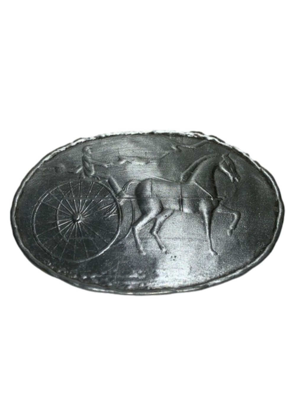 Womens Vintage horse and buggy pewter brooch jonette jewelry